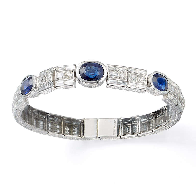 Platinum Sapphire and Diamond Bracelet